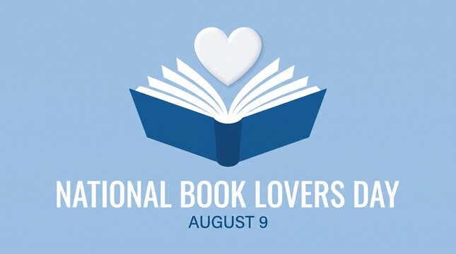 National Book Lovers Day vector. Open book with heart vector. Blue book icon. Book Lovers Day Poster, August 9. Important day
