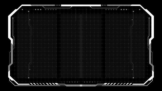 Premium white futuristic frame animation with flat UI elements, minimalist visual style, transparent center, and subtle digital effects. Designed for video editing, presentation templates, social medi