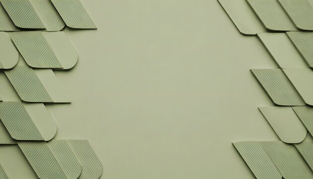 Abstract parametric olive green tiles framing clean central copy space