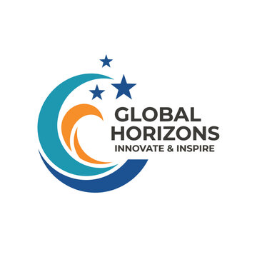 A dynamic logo for 'Global Horizons', featuring a wave and star design that illustrates innovation and inspiration, embodying a global vision and forward-thinking approach.
