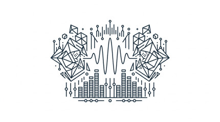 Obraz premium Abstract geometric sound wave and bar graph design.