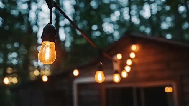 Cozy indoor winter scene with festive string lights and warm atmosphere.