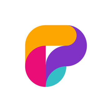 Letter P abstract colorful logo design