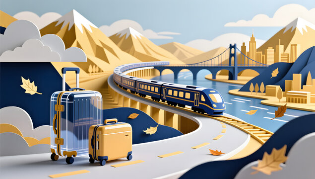 national holiday travel marketing illustration side composition background