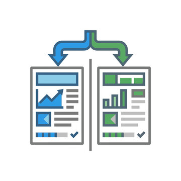 AB Testing Comparison Diagram with Analytics Data