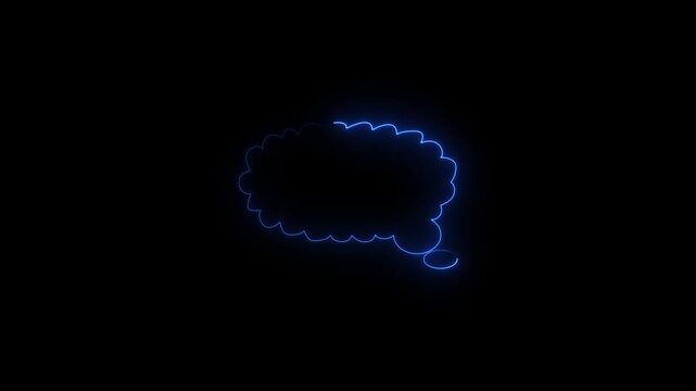 Glowing neon line Cloud with rain icon isolated on black background. Rain cloud precipitation with rain drops. 4K Video motion graphic animation
