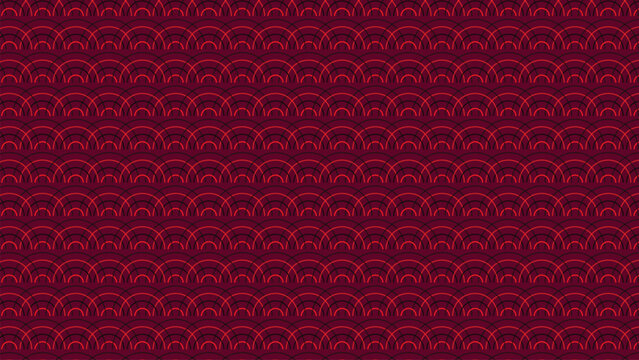 Abstract dark background with repeating semicircle arcs red purple grid rhythmic symmetrical geometric decorative vector illustration