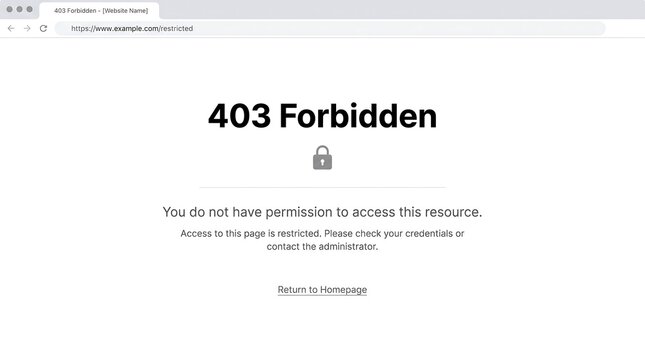 403 forbidden error page displayed on a web browser interface indicating restricted access to the website
