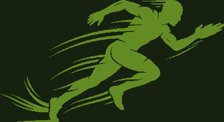 Fototapeta premium Runner in motion, speed lines illustrating fast running action, athletic silhouette for sports and fitness, dynamic energy and movement.