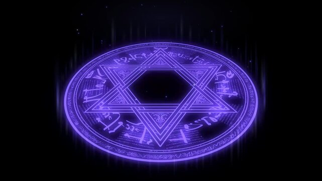 Indigo Magic Circle Summoning Ritual With Inward Light Cascade And Core Ignition On Black Background 4K UHD Luma Key Overlay