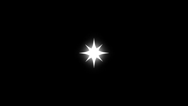 Twinkle star glitter sparkle animation on black screen with white cartoon doodle vector stars, blinking glowing light effect, transparent festive overlay, shining, 4k
