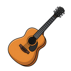 Fototapeta premium Acoustic guitar features a natural wood finish and detailed string construction suitable for professional music production layouts.
