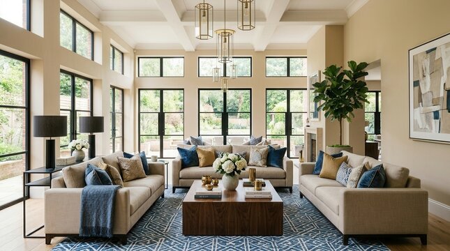 Modern and Elegant Living Room with Natural Light, interior
