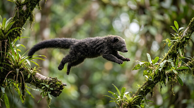 baby binturong jumping 