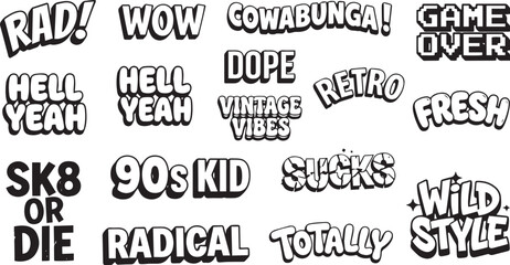 Obraz premium Retro slang words and phrases collection with typography lettering collection