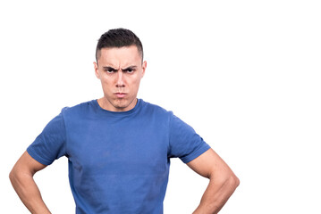 Obraz premium Angry man facing the camera with a furrowed brow