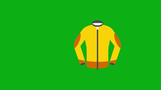 Jacket clothing fashion green screen chromakey background 2d animated cartoon animation winter warm outerwear style apparel coat concept icon loops smoothly on chroma key