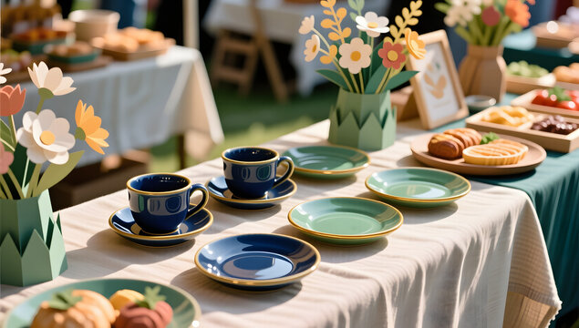 Weekend ceramic market illustration background