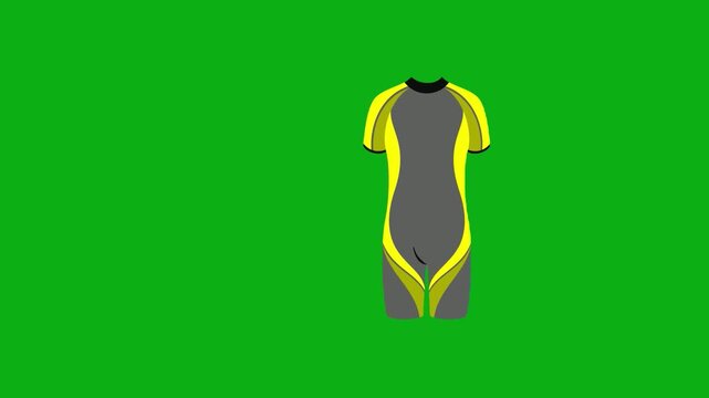 Swimsuit clothing beach green screen chromakey background 2d animated cartoon animation summer swimwear fashion vacation pool concept icon loops smoothly on chroma key