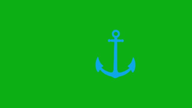 Anchor nautical symbol green screen chromakey background 2d animated cartoon animation sea ship marine navigation stability concept icon loops smoothly on chroma key