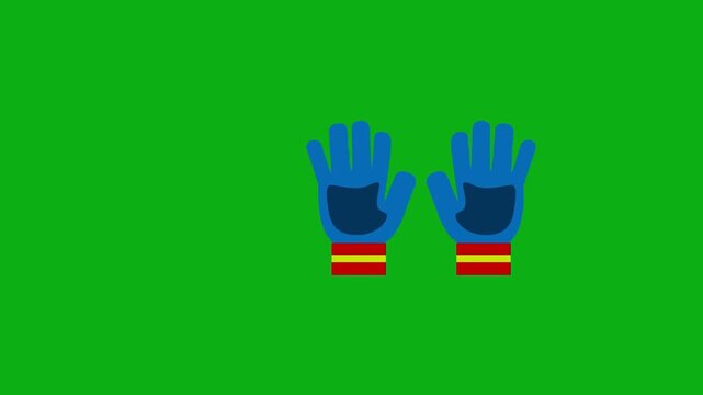 Gloves handwear protection green screen chromakey background 2d animated cartoon animation winter warm pair clothing accessory safety concept icon loops smoothly on chroma key