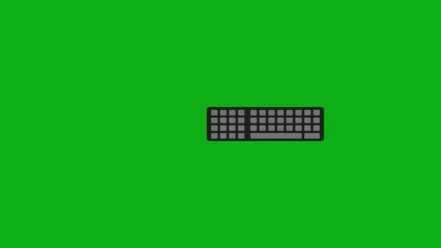 Keyboard input device green screen chromakey background 2d animated cartoon animation computer technology typing office accessory concept icon loops smoothly on chroma key