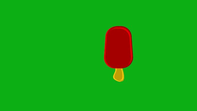 Popsicle ice dessert green screen chromakey background 2d animated cartoon animation summer sweet cold refreshment food treat concept icon loops smoothly on chroma key