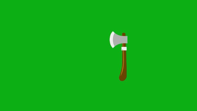 Axe tool wood green screen chromakey background 2d animated cartoon animation chopping forest work equipment blade concept icon loops smoothly on chroma key