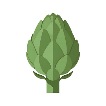 Fresh Green Artichoke Globe Vegetable Flat Vector Illustration Isolated