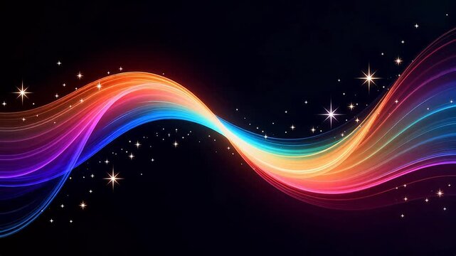Colorful abstract wave with stars