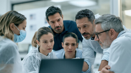 Fototapeta premium A laboratory testing team of five specia 3