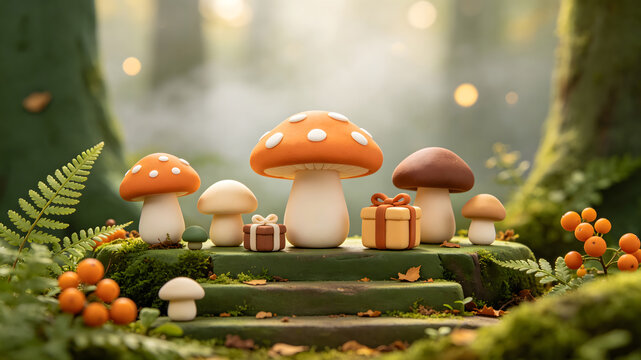 Autumn forest mushroom gift illustration