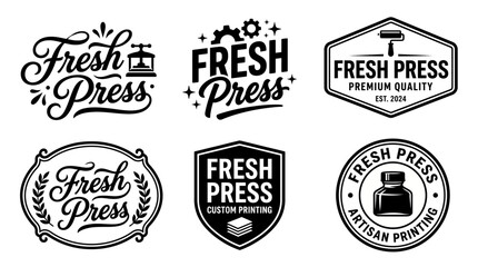 Fototapeta premium This set showcases a variety of logos crafted for quality printing services, emphasizing elegance and professionalism in a contemporary visual language.