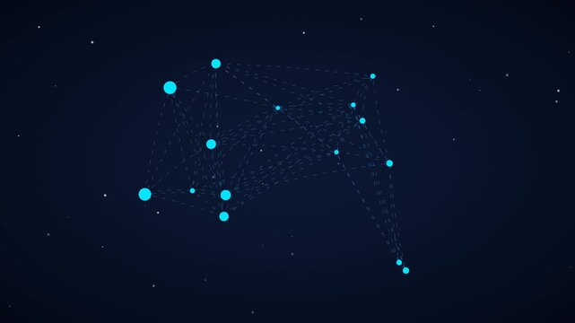 Minimalist glowing constellation pattern on dark space background for modern digital design
