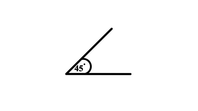 45 Degree Angle Geometry Icon with Measurement Symbol Isolated on White Background.
