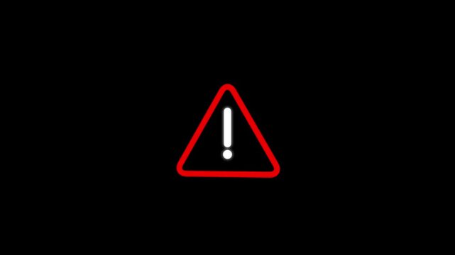 Attention sign with exclamation mark. Warning sign on black background.