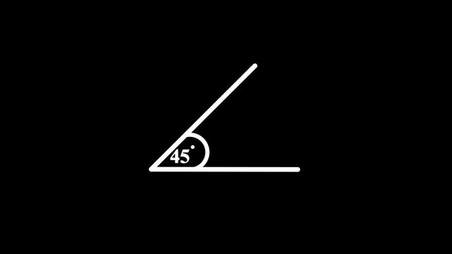 45 Degree Angle Geometry Icon with Measurement Symbol Isolated on black Background.
