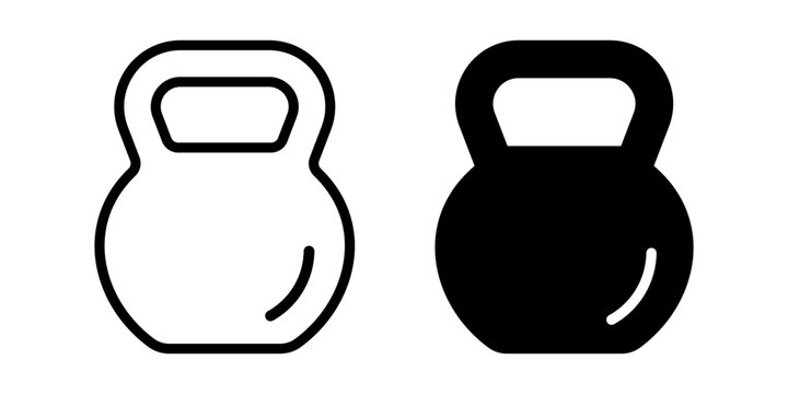 Kettlebell icon set, fitness equipment vector illustration