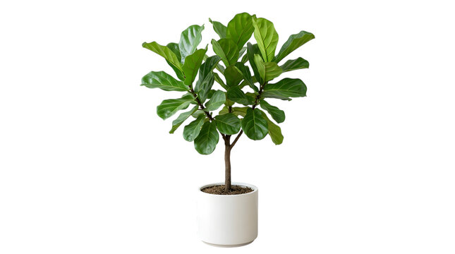 Fiddle leaf fig plant pot isolated on transparent background