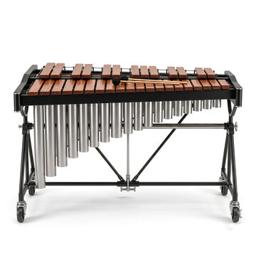 Professional Wooden Marimba Percussion Musical Instrument with Mallets Isolated on White Background