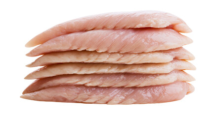 Stack of raw chicken tenderloins fresh and lean protein, isolated on transparent background © George
