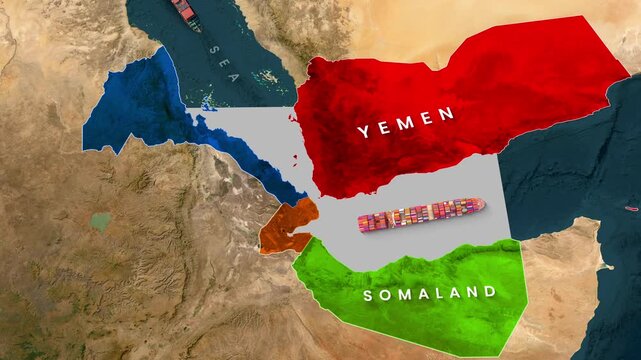 Cargo ships navigate the Red Sea and Gulf of Aden waters video footage