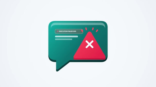Execution Failed 500 Server Error Pop Up Motion Graphic Icon Animated Vector Flat UI Design