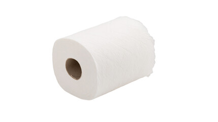 Fototapeta premium White paper towel roll with textured surface, isolated on transparent background