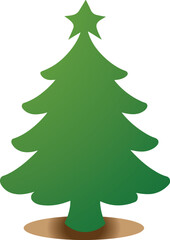 Obraz premium Green Christmas tree illustration with star
