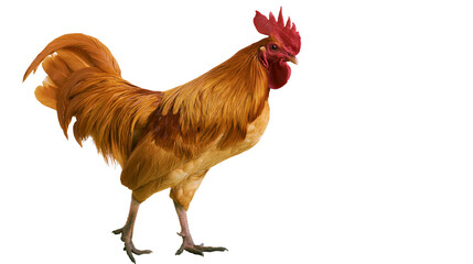 Brown rooster with red comb and wattle, isolated on transparent background © George