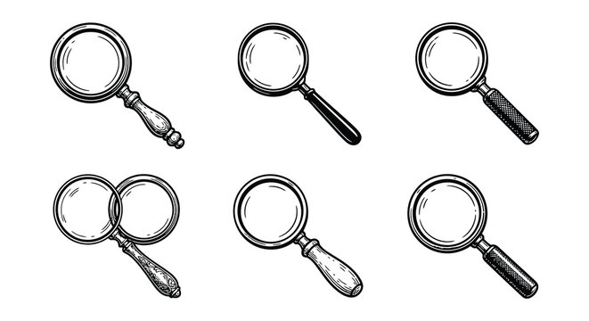 Magnifying Glasses And Loupes Vintage style Vector Illustration