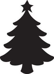 Fototapeta premium Black silhouette Christmas tree illustration