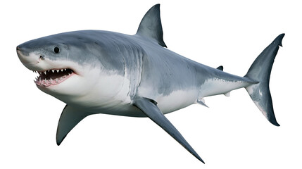 Fototapeta premium Great white shark with sharp teeth, isolated on transparent background