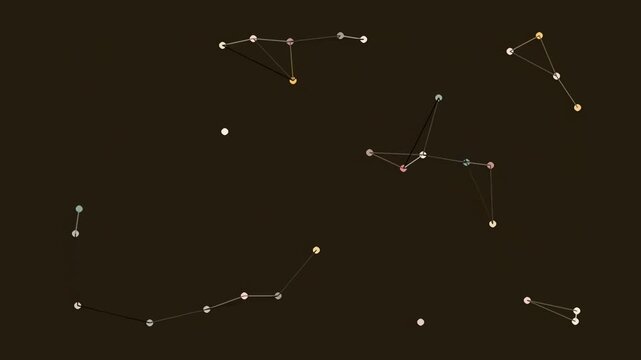 Abstract golden plexus network on dark background representing data constellation